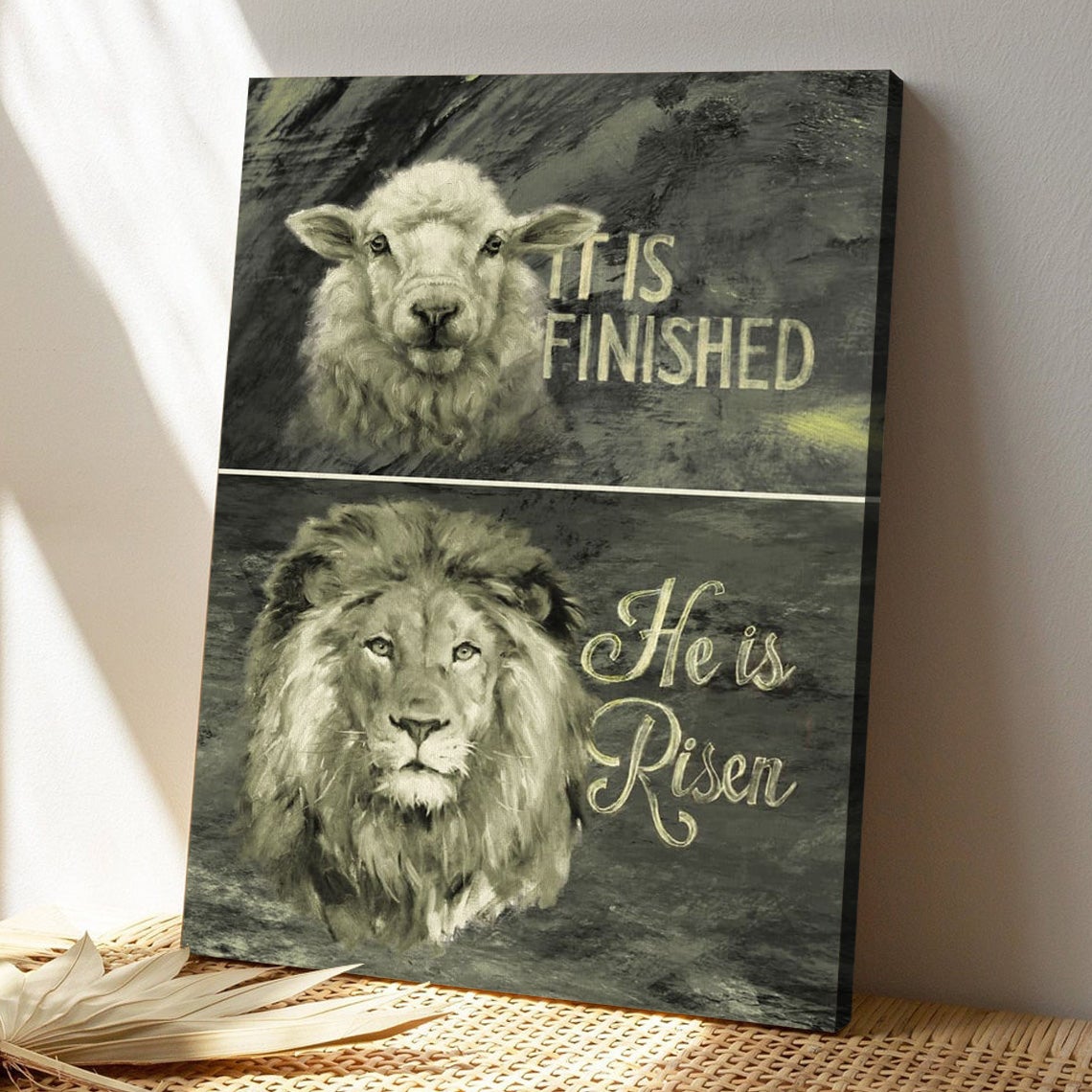 Bible Verse Canvas - God Canvas - It Is Finished He Is Risen Canvas Wall Art - Scripture Canvas Wall Art - Ciaocustom