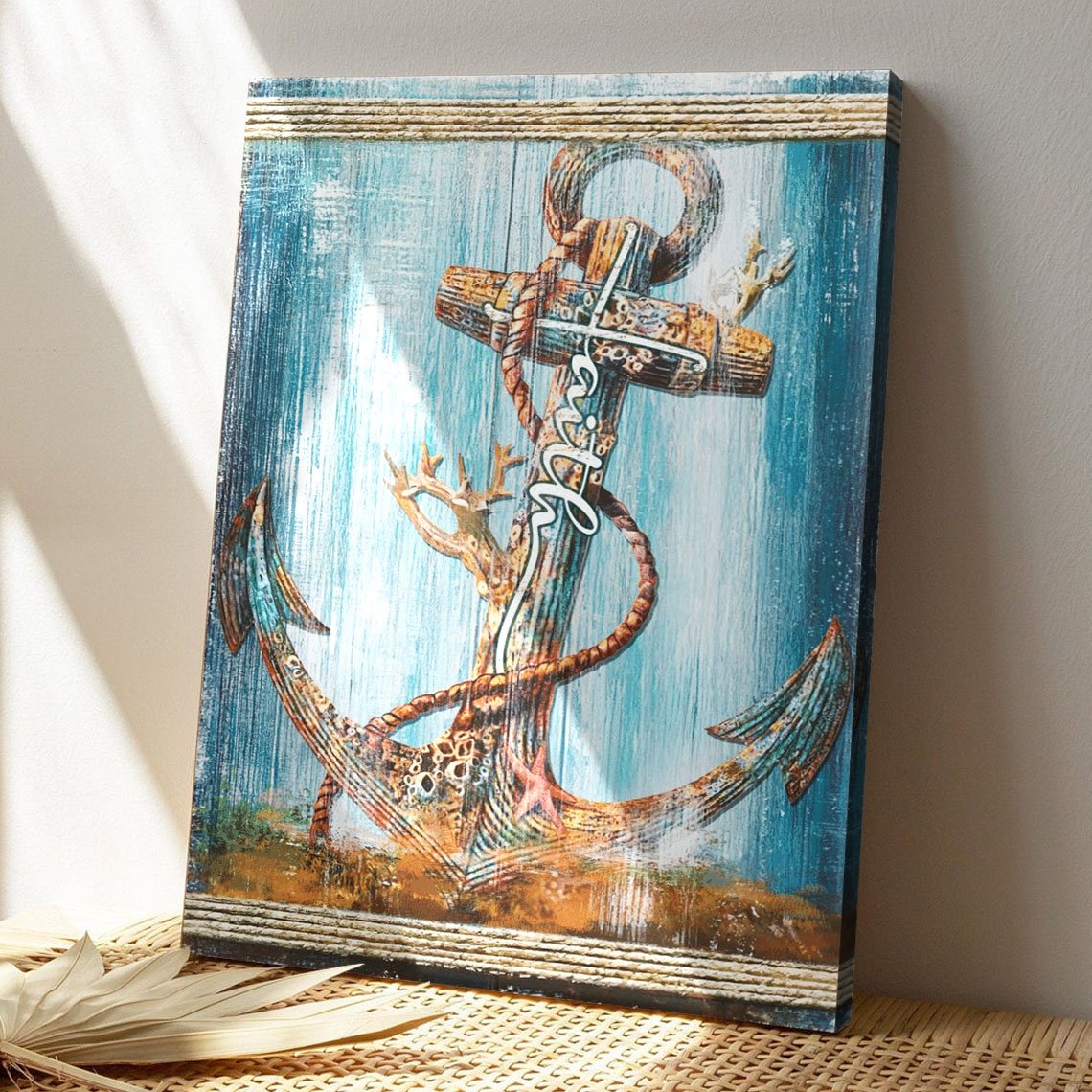 Christian Canvas Wall Art - God Canvas - Faith - Amazing Anchor Under The Sea Canvas - Bible Verse Canvas - Ciaocustom