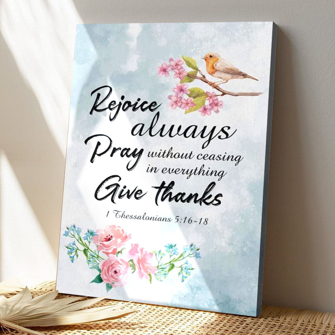 Bible Verse Canvas - God Canvas - Rejoice Always 1 Thessalonians 516-18  Wall Art - Scripture Canvas Wall Art - Ciaocustom