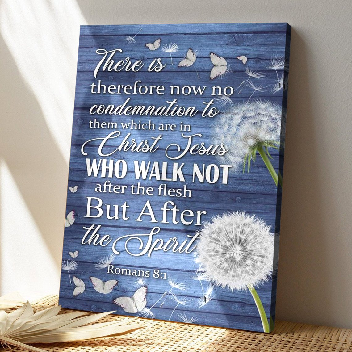 Bible Verse Canvas - God Canvas - Blue Romans 81 Kjv There Is Therefore Now No Condemnation Canvas Wall Art - Ciaocustom