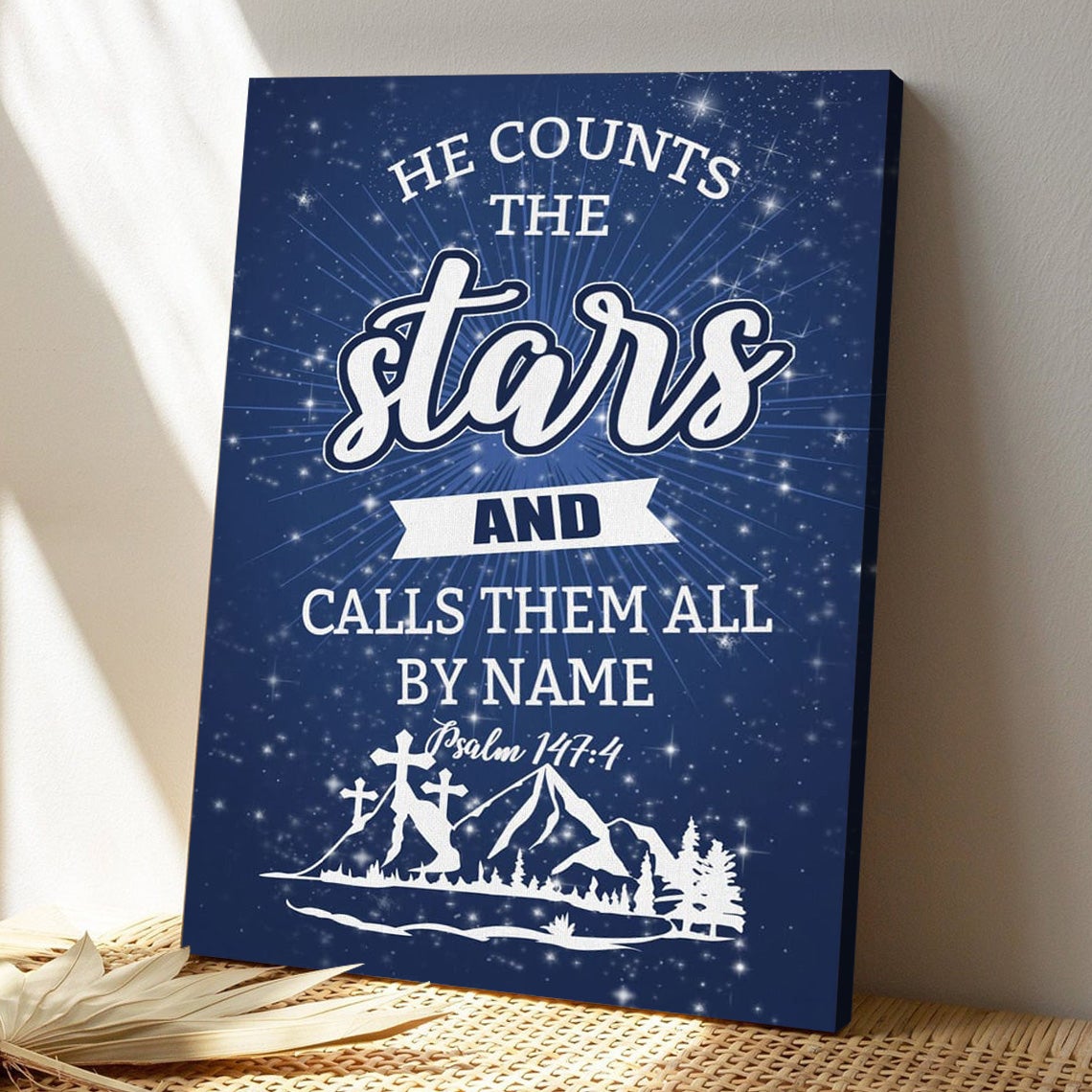Bible Verse Canvas - God Canvas - He Counts The Stars And Calls Them All By Name Psalm 1474 Canvas - Scripture Canvas Wall Art - Ciaocustom
