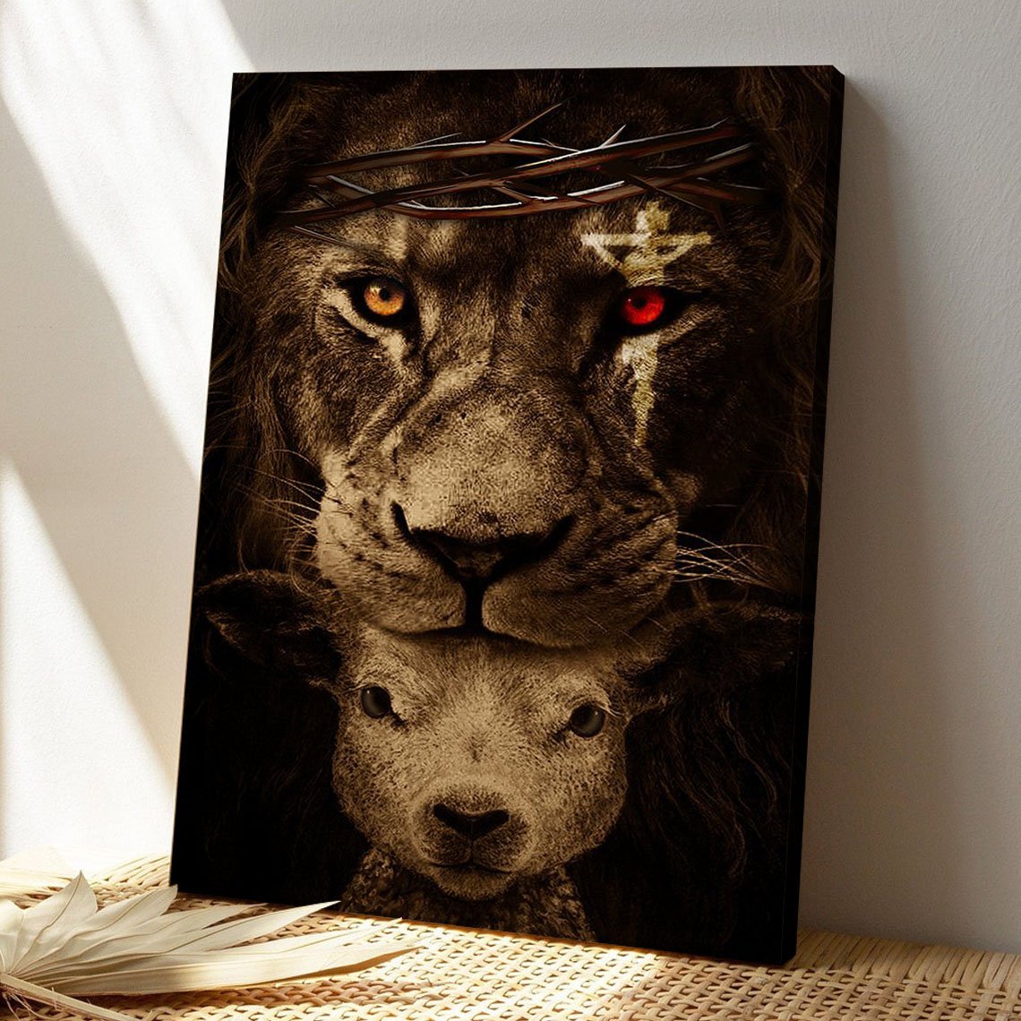 Christian Canvas Art - God Canvas - Unique Lion And Lamb Canvas - Scripture Canvas - Ciaocustom