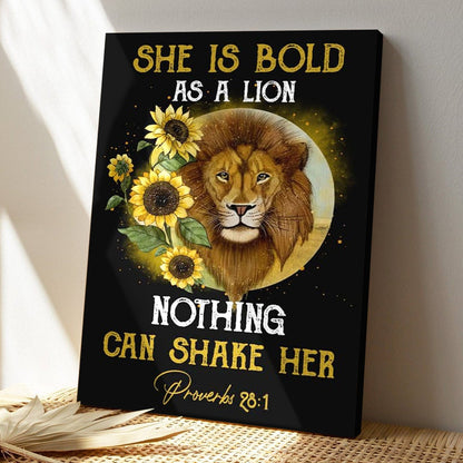 Bible Verse Canvas - God Canvas - She Is Bold As A Lion Canvas Print - Scripture Canvas Wall Art - Ciaocustom