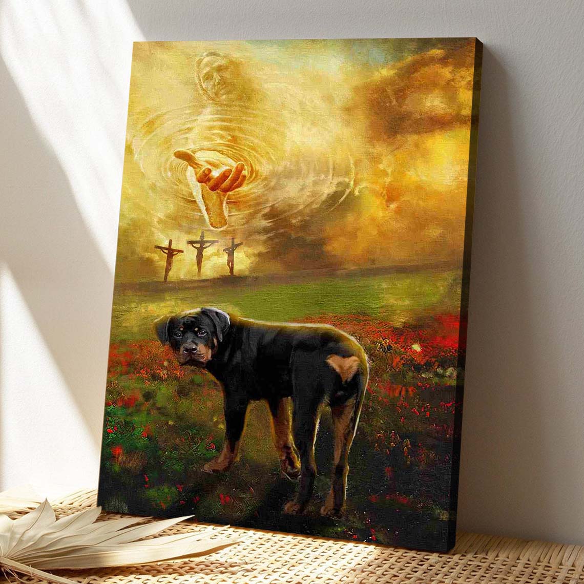 Christian Canvas Wall Art - Jesus And Rottweiler - To The Beautiful Wo ...