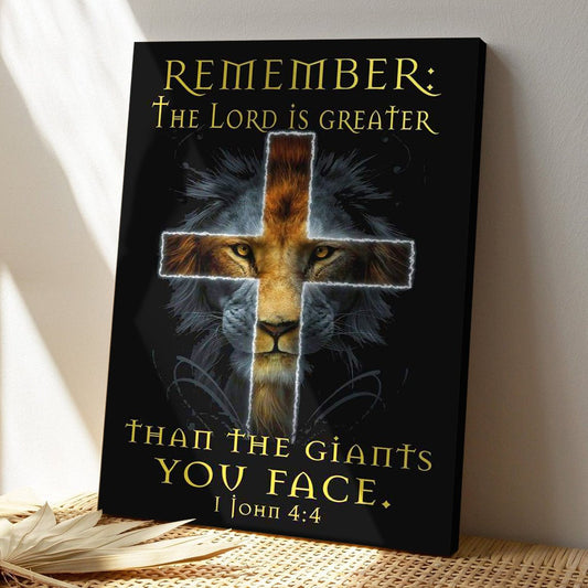 God Canvas - Bible Verse Wall Art The Lord Is Greater Than The Giants You Face 1 John 44 Canvas - Jesus Christ Poster - Ciaocustom