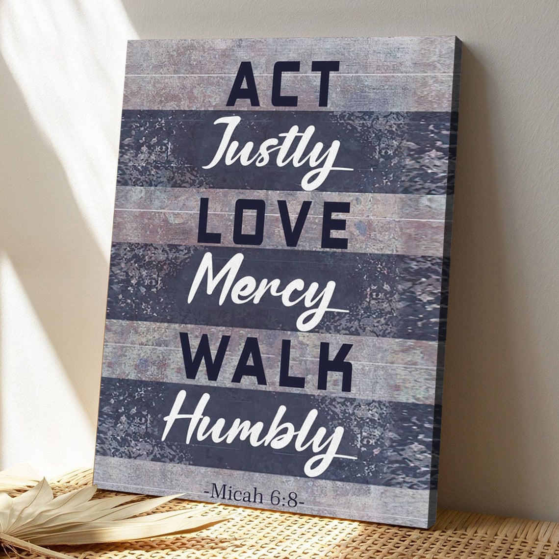 Bible Verse Canvas - Act Justly Love Mercy Walk Humbly Micah 68 Canvas Print - Scripture Canvas Wall Art - Ciaocustom