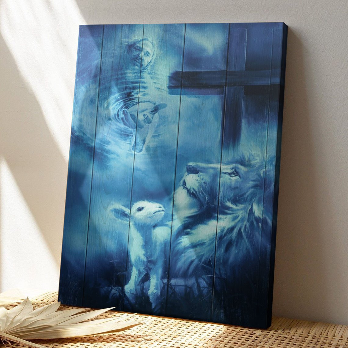 Christian Canvas Wall Art - God Canvas - Jesus - Beautiful Lion And Lamb 2 Canvas - Bible Verse Canvas - Ciaocustom