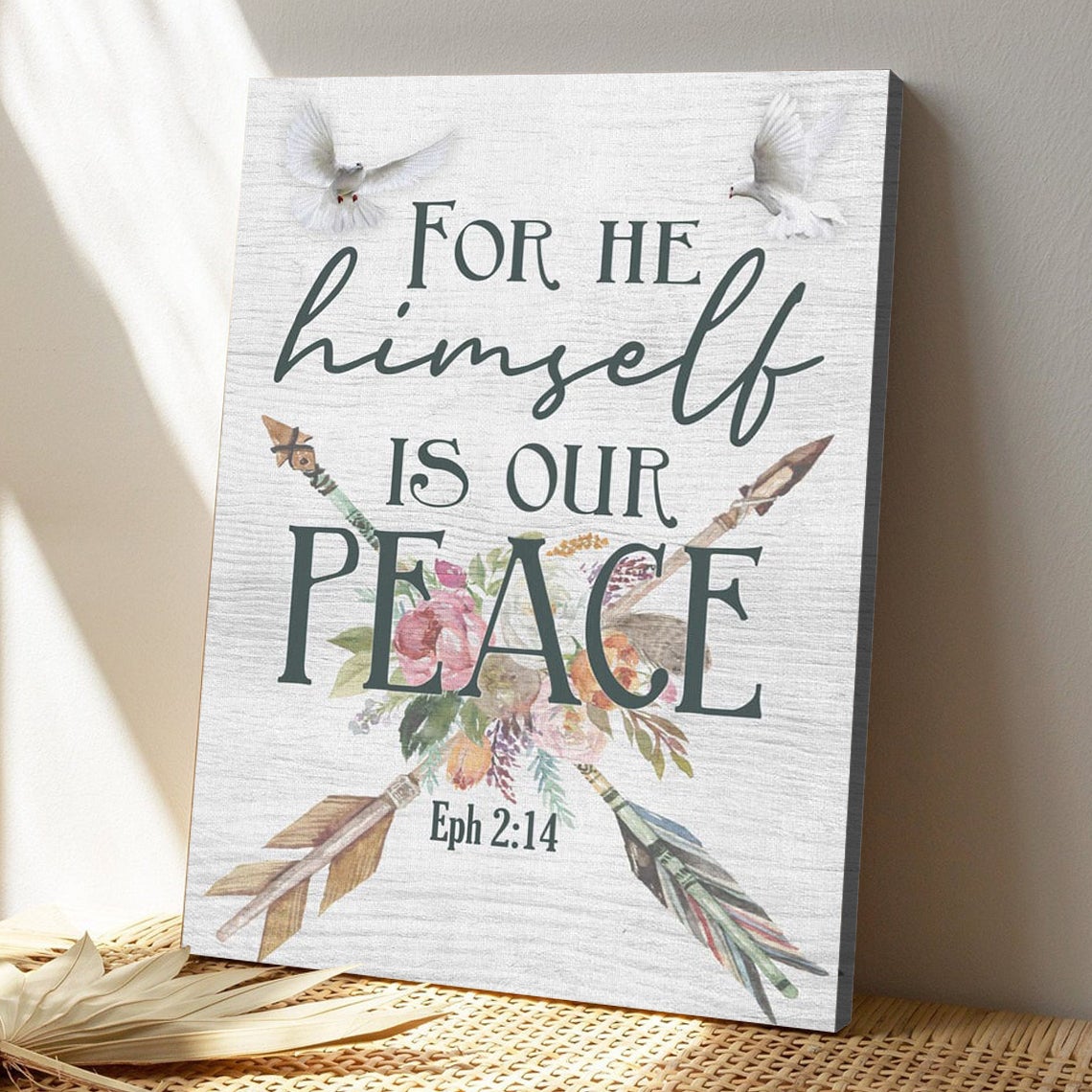 Bible Verse Canvas - God Canvas - Ephesians 214 For He Himself Is Our Peace Canvas Art - Scripture Canvas Wall Art - Ciaocustom