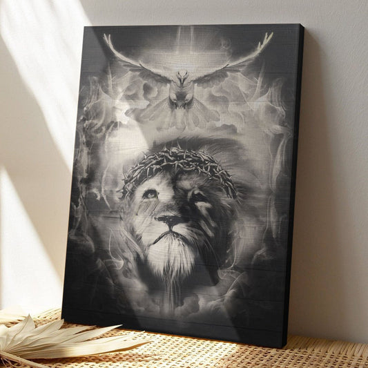 Christian Canvas Wall Art - God Canvas - Jesus - Beautiful Lion And A Dove Canvas - Bible Verse Canvas - Ciaocustom