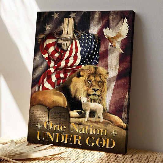 Christian Canvas Wall Art - God Canvas - Jesus - The Lion - One Nation Under God Canvas - Bible Verse Canvas - Ciaocustom