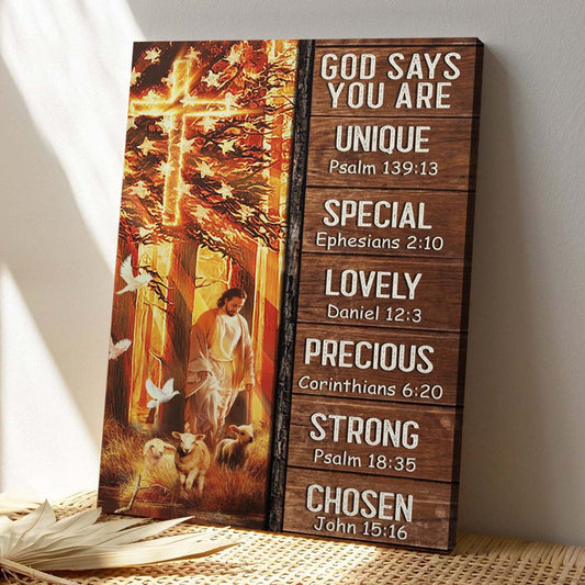 Christian Canvas Wall Art - God Canvas - Jesus And Lamb - God Says You Are Canvas - Bible Verse Canvas - Ciaocustom