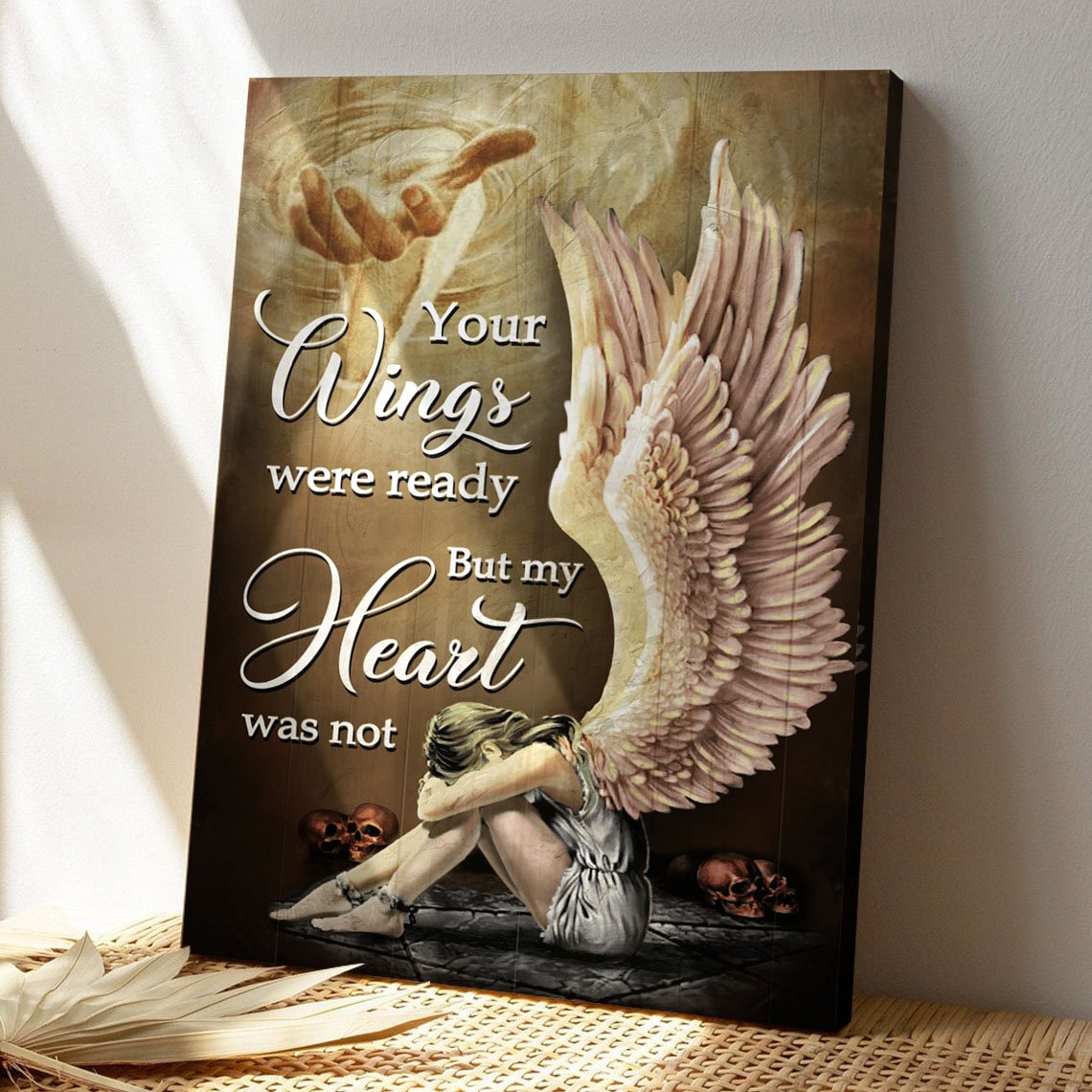 Christian Canvas Wall Art - God Canvas - Heaven - Your Wings Were Ready But My Heart Was Not Canvas - Bible Verse Canvas - Ciaocustom