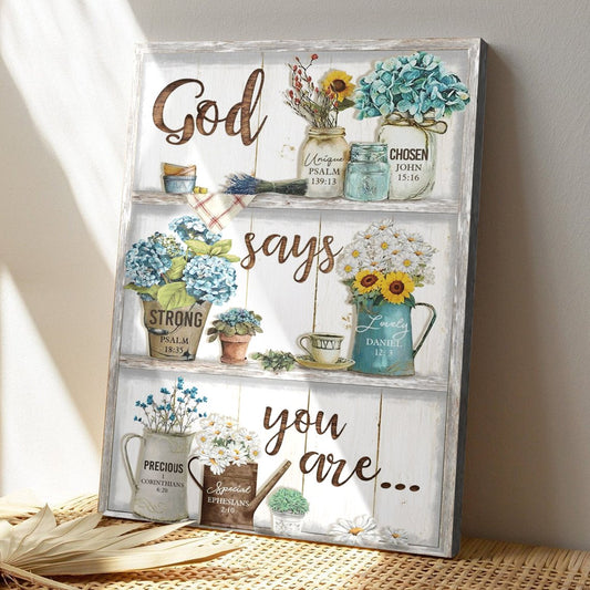 Christian Canvas Wall Art - God Canvas - Jesus - God Says You Are 7 Canvas - Bible Verse Canvas - Ciaocustom