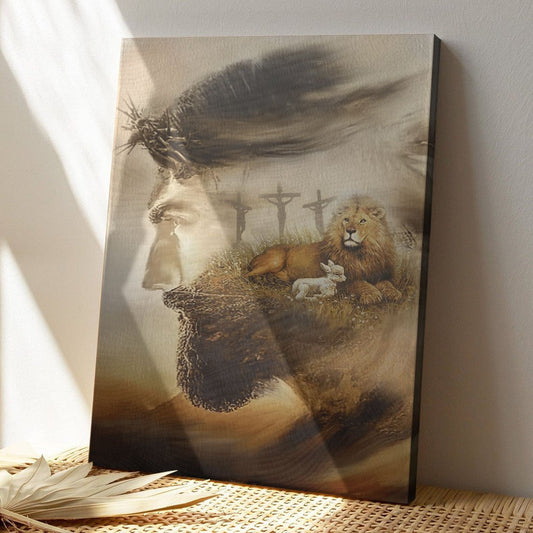 Christian Canvas Wall Art - God Canvas - Jesus - Amazing Lion And Lamb Canvas - Bible Verse Canvas - Ciaocustom