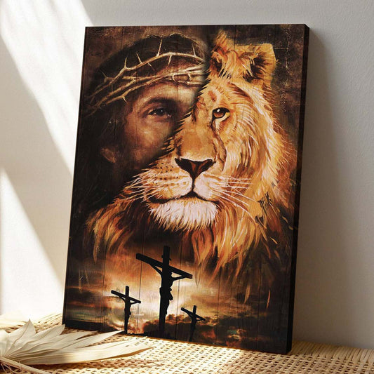 Christian Canvas Wall Art - God Canvas - Jesus And Lion - Amazing Combination Canvas - Bible Verse Canvas - Ciaocustom