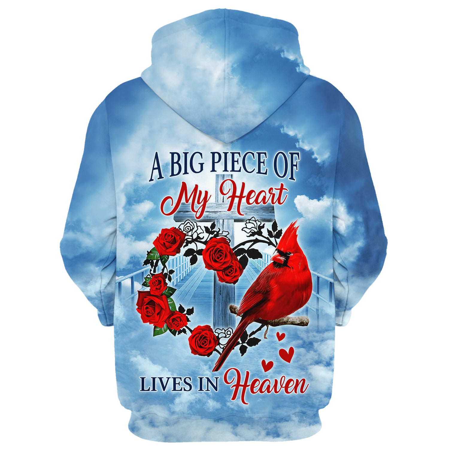 Cardinal A Big Piece Of My Heart Lives In Heaven 3D Hoodies - Men & Women Christian Hoodie - 3D Printed Hoodie