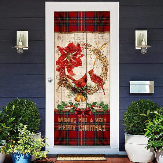 Cardinal A Very Merry Christmas Door Cover - Cardinal Christmas Decor - Christmas Door Cover Decorations