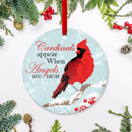 Cardinal Angels Are Near Ceramic Circle Ornament - Decorative Ornament - Christmas Ornament