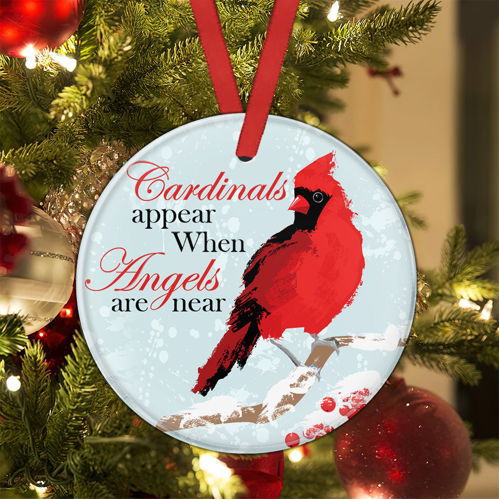 Cardinal Angels Are Near Ceramic Circle Ornament - Decorative Ornament - Christmas Ornament