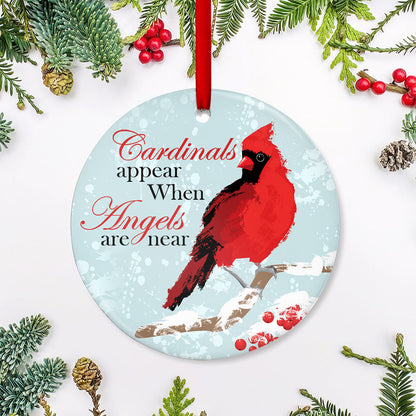 Cardinal Angels Are Near Circle Ornament - Christmas Ornament - Ciaocustom