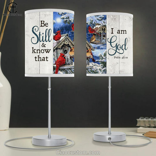 Cardinal Be Still And Know That I Am God Lamp Art Table Lamp - Christian Lamp Art - Religious Art