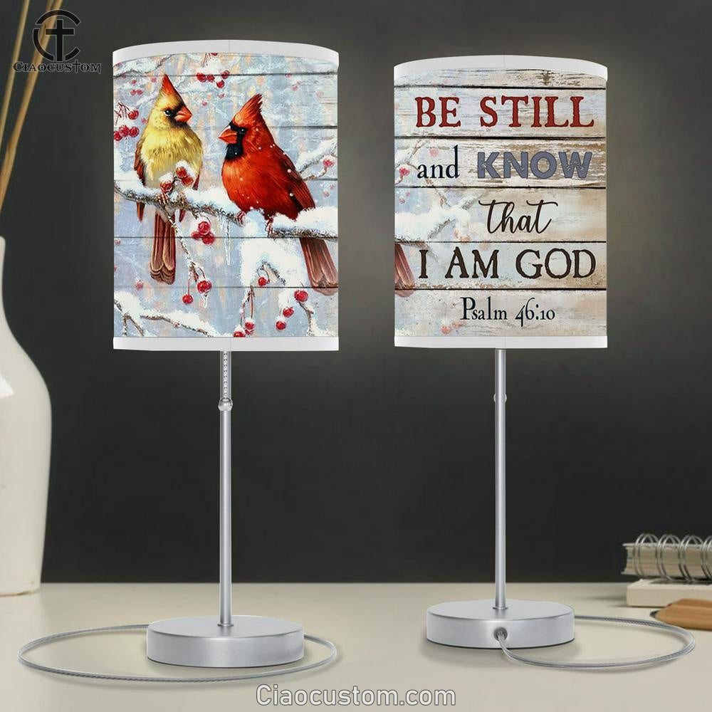 Cardinal Be Still And Know That I Am God Large Table Lamp Art - Christian Lamp Art Home Decor - Religious Table Lamp Prints