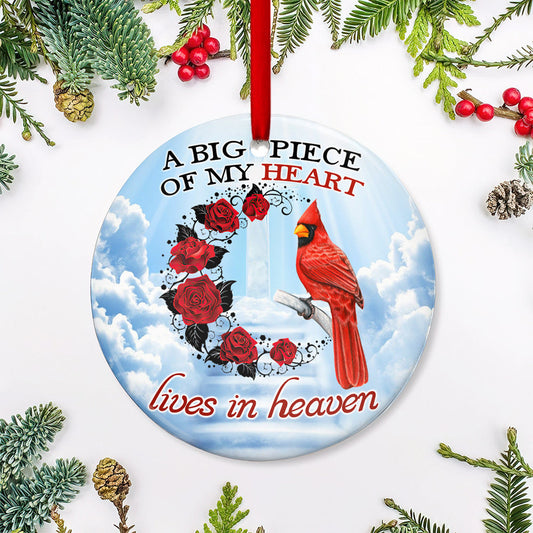 Cardinal Big Piece Of My Heart 2 Ceramic Circle Ornament - Decorative Ornament - Christmas Ornament