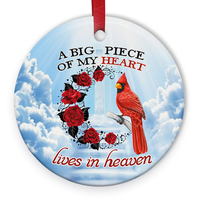 Cardinal Big Piece Of My Heart 2 Ceramic Circle Ornament - Decorative Ornament - Christmas Ornament