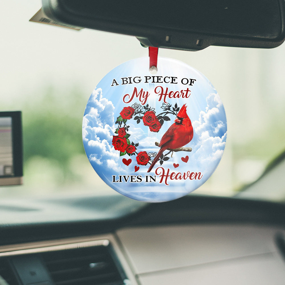 Cardinal Big Piece Of My Heart Ceramic Circle Ornament - Decorative Ornament - Christmas Ornament