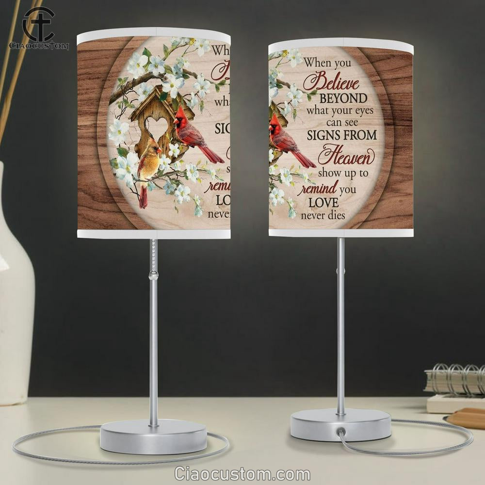 Cardinal, Bird House, When You Believe Beyond What Your Eyes Can See Table Lamp