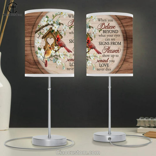 Cardinal, Bird House, When You Believe Beyond What Your Eyes Can See Table Lamp