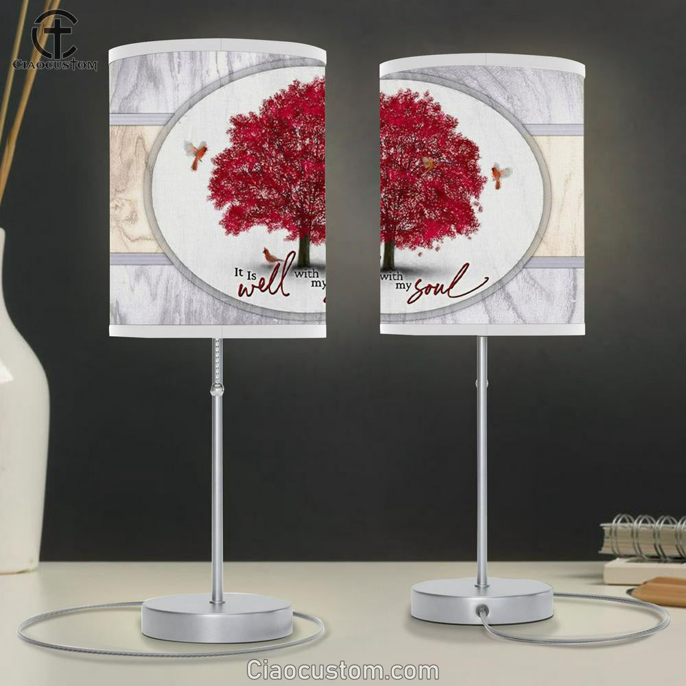 Cardinal Birds - It Is Well With My Soul Table Lamp For Bedroom - For Christmas - Christian Room Decor