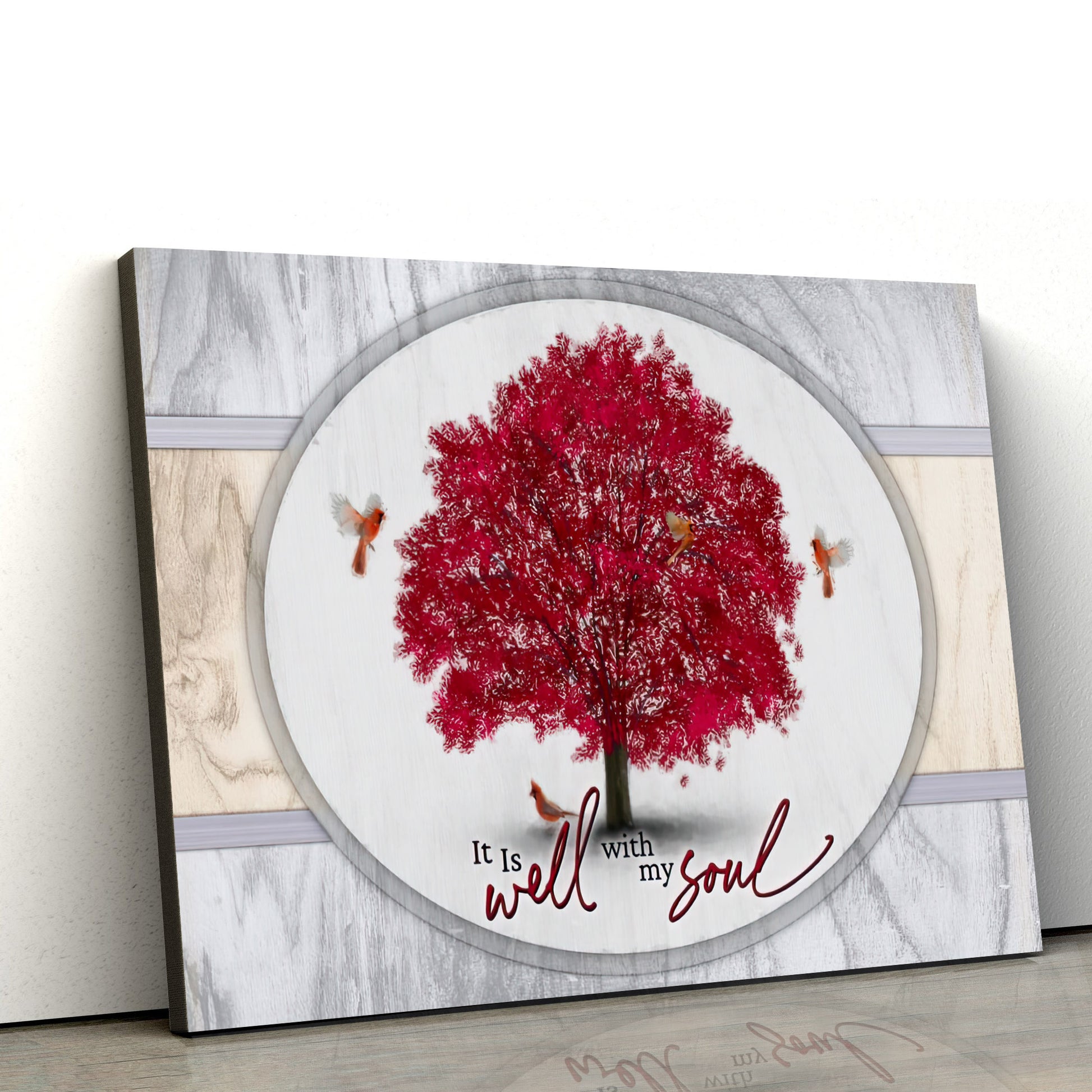 Cardinal Birds It Is Well With My Soul Wall Art Canvas - Christian Wall Decor