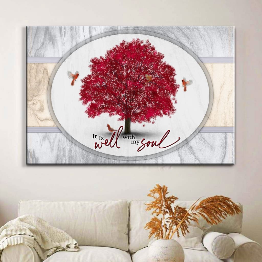 Cardinal Birds, It Is Well With My Soul Wall Art Canvas, Christian Wall Decor For Christmas - Religious Wall Decor