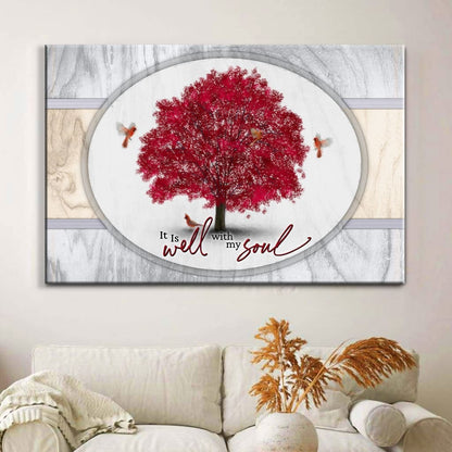 Cardinal Birds, It Is Well With My Soul Wall Art Canvas, Christian Wall Decor For Christmas - Religious Wall Decor
