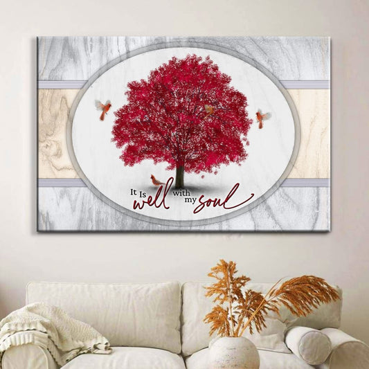 Cardinal Birds, It Is Well With My Soul Wall Art Canvas, Christian Wall Decor For Christmas - Religious Wall Decor