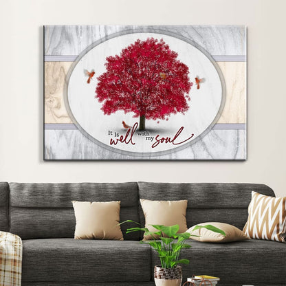 Cardinal Birds, It Is Well With My Soul Wall Art Canvas, Christian Wall Decor For Christmas - Religious Wall Decor
