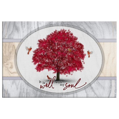 Cardinal Birds, It Is Well With My Soul Wall Art Canvas, Christian Wall Decor For Christmas - Religious Wall Decor