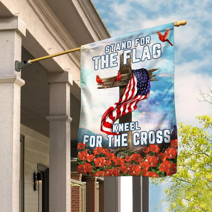 Cardinal Christian Cross American Flag - Outdoor Christian House Flag - Christian Garden Flags