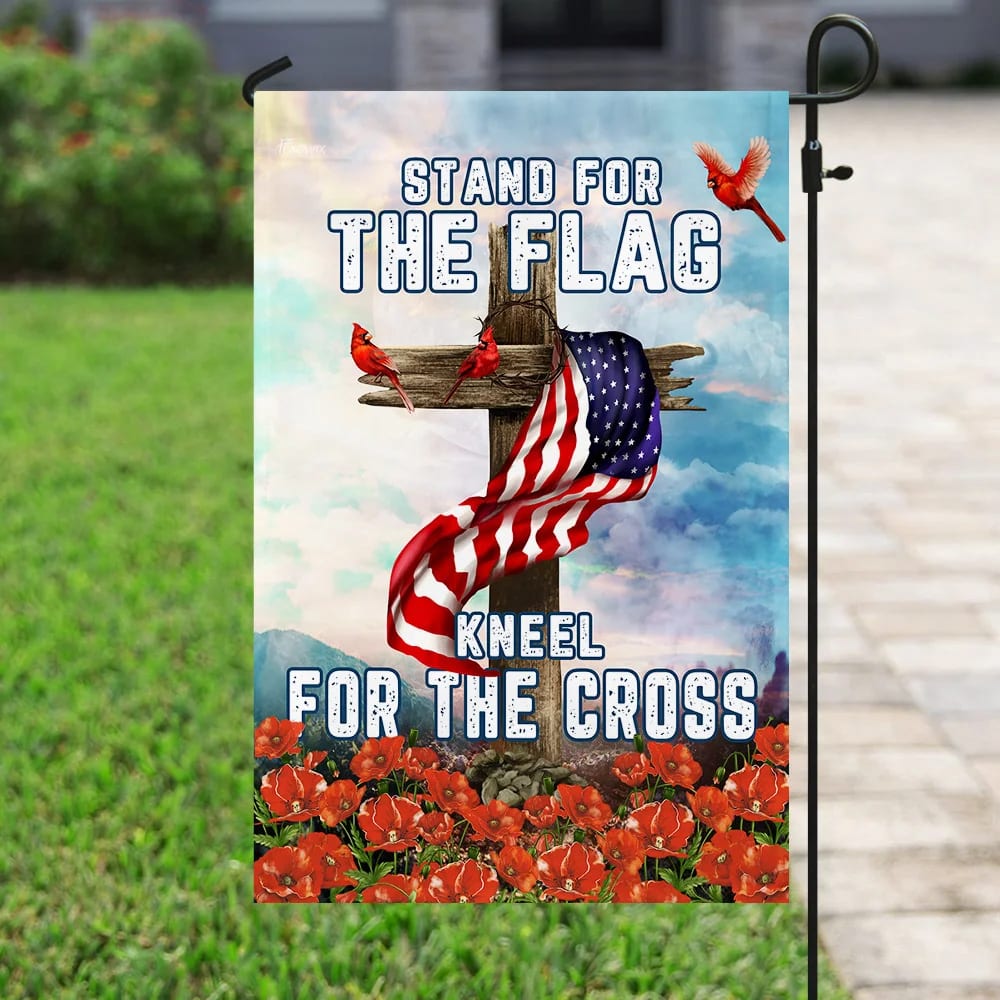 Cardinal Christian Cross American Flag - Outdoor Christian House Flag - Christian Garden Flags