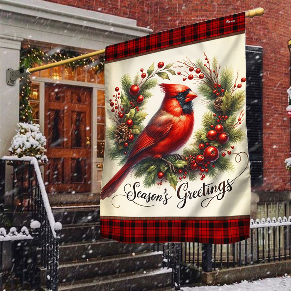 Cardinal Christmas Wreath Flag - Religious Christmas House Flags - Religious Christmas House Flags - Christmas Flags