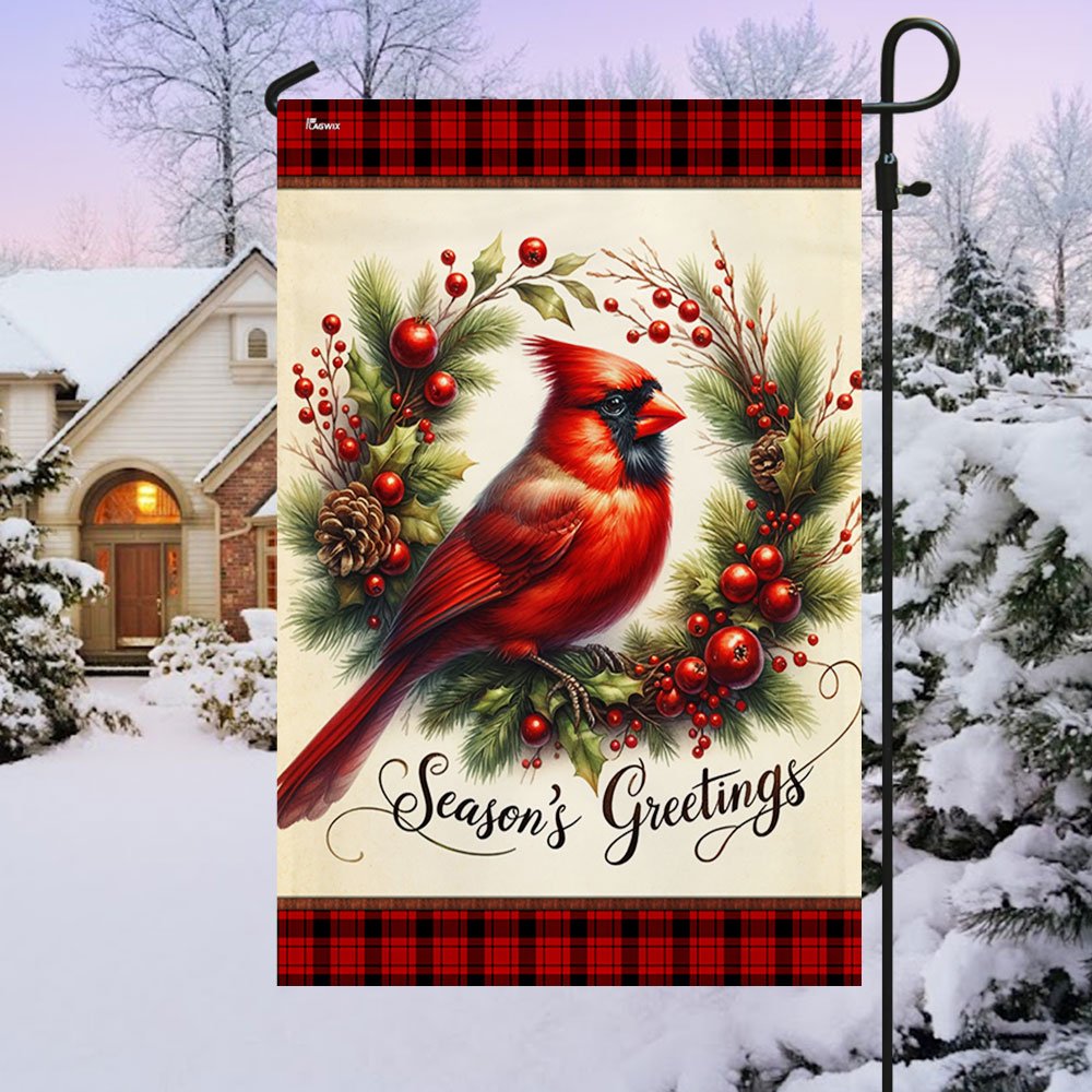 Cardinal Christmas Wreath Flag - Religious Christmas House Flags - Religious Christmas House Flags - Christmas Flags