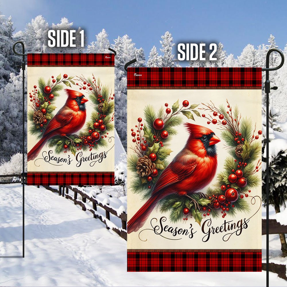 Cardinal Christmas Wreath Flag - Religious Christmas House Flags - Religious Christmas House Flags - Christmas Flags