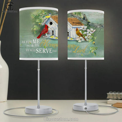 Cardinal Couple - Joshua 2415 We Will Serve The Lord Table Lamp For Bedroom - Christian Room Decor