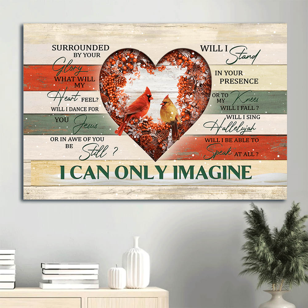 Cardinal Couple Christmas Theme I Can Only Imagine Canvas Wall Art - Christian Wall Decor