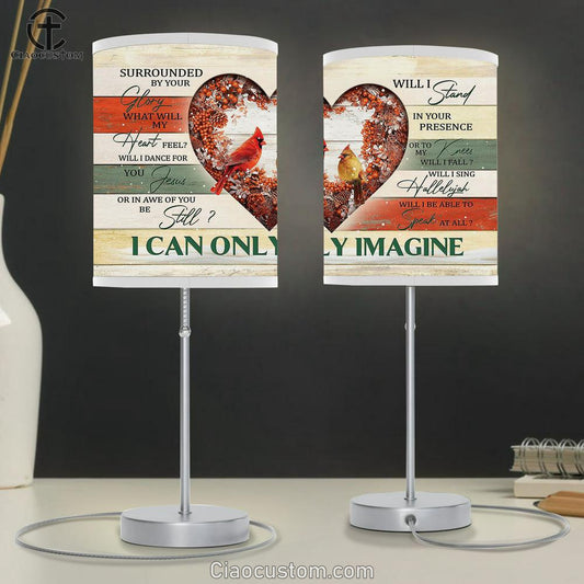 Cardinal Couple I Can Only Imagine Table Lamp For Bedroom - Bible Verse Table Lamp - Religious Room Decor