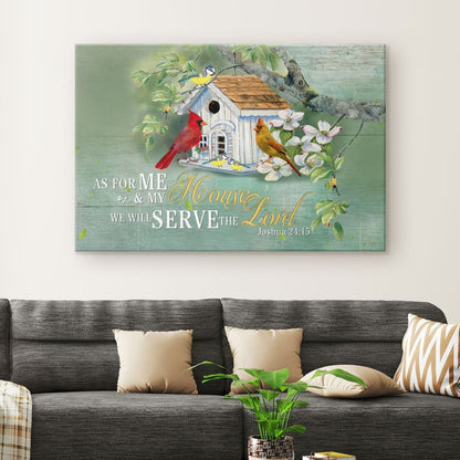 Cardinal Couple, Joshua 2415 We Will Serve The Lord Canvas Wall Art - Religious Wall Decor