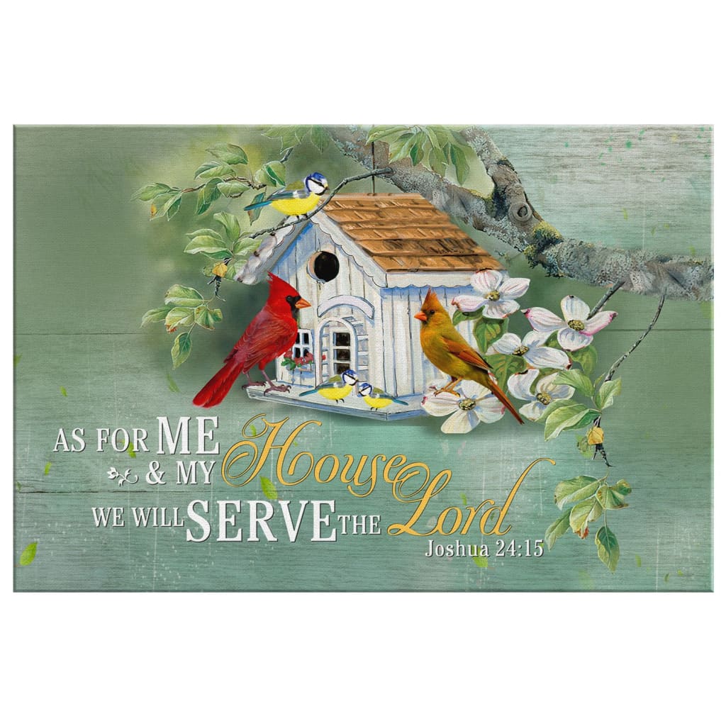 Cardinal Couple, Joshua 2415 We Will Serve The Lord Canvas Wall Art - Religious Wall Decor