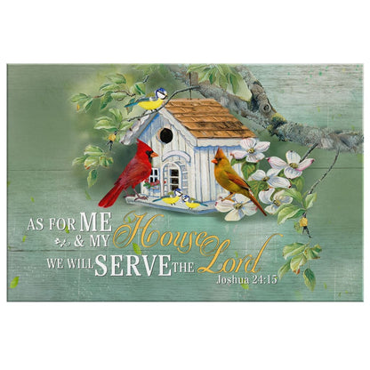 Cardinal Couple, Joshua 2415 We Will Serve The Lord Canvas Wall Art - Religious Wall Decor