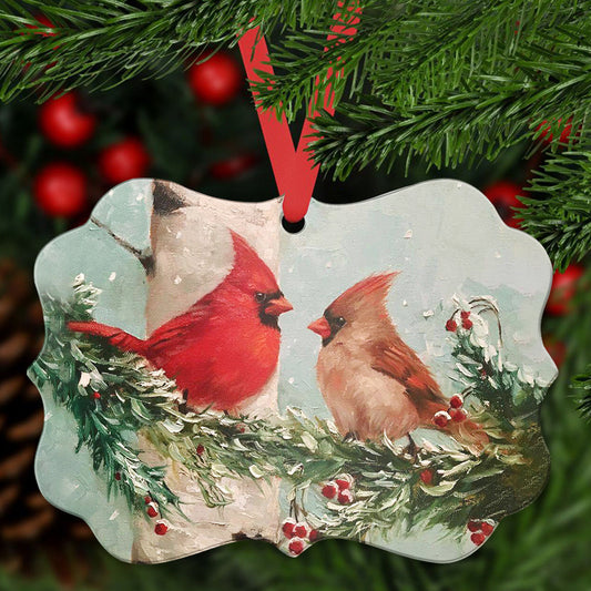 Cardinal Couple Metal Ornament - Christmas Ornament - Christmas Gift